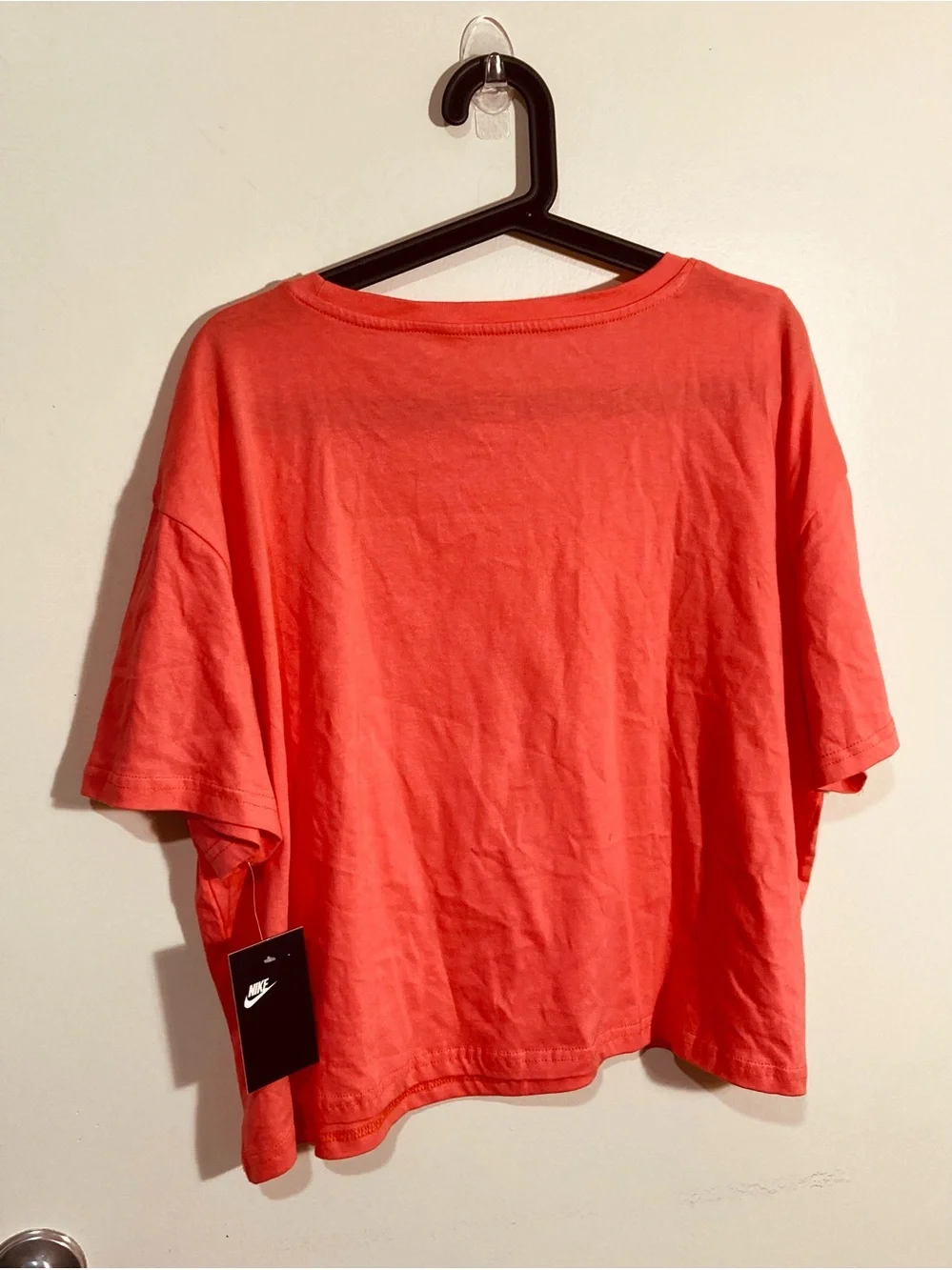 Nike The Nike Tee Womens 3XL Coral Short Sleeve Cutoff Logo T-Shirt NEW